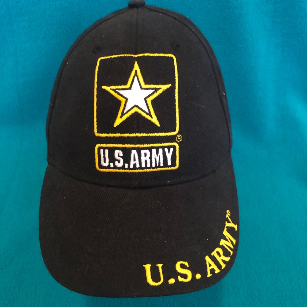 U.S. Army Black Trucker’s Cap w Embroidered Star & Spell Out w Spell Out on Brim